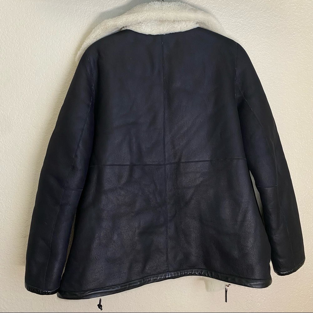 Belstaff Elmington Patent leather-trimmed shearling moto jacket black size 44 - Picture 9 of 16